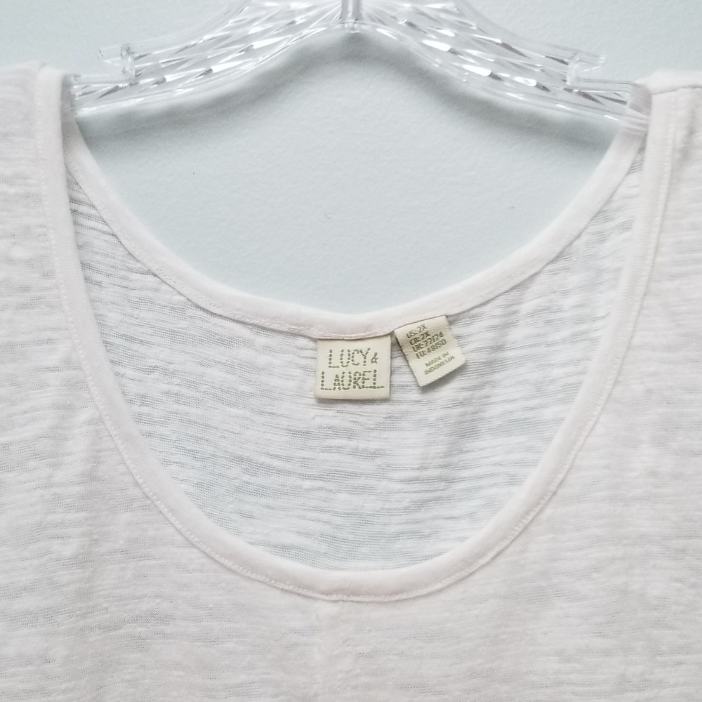 LUCY & LAUREL | WHITE LONG SLEEVE HI/LO T, SZ 2X